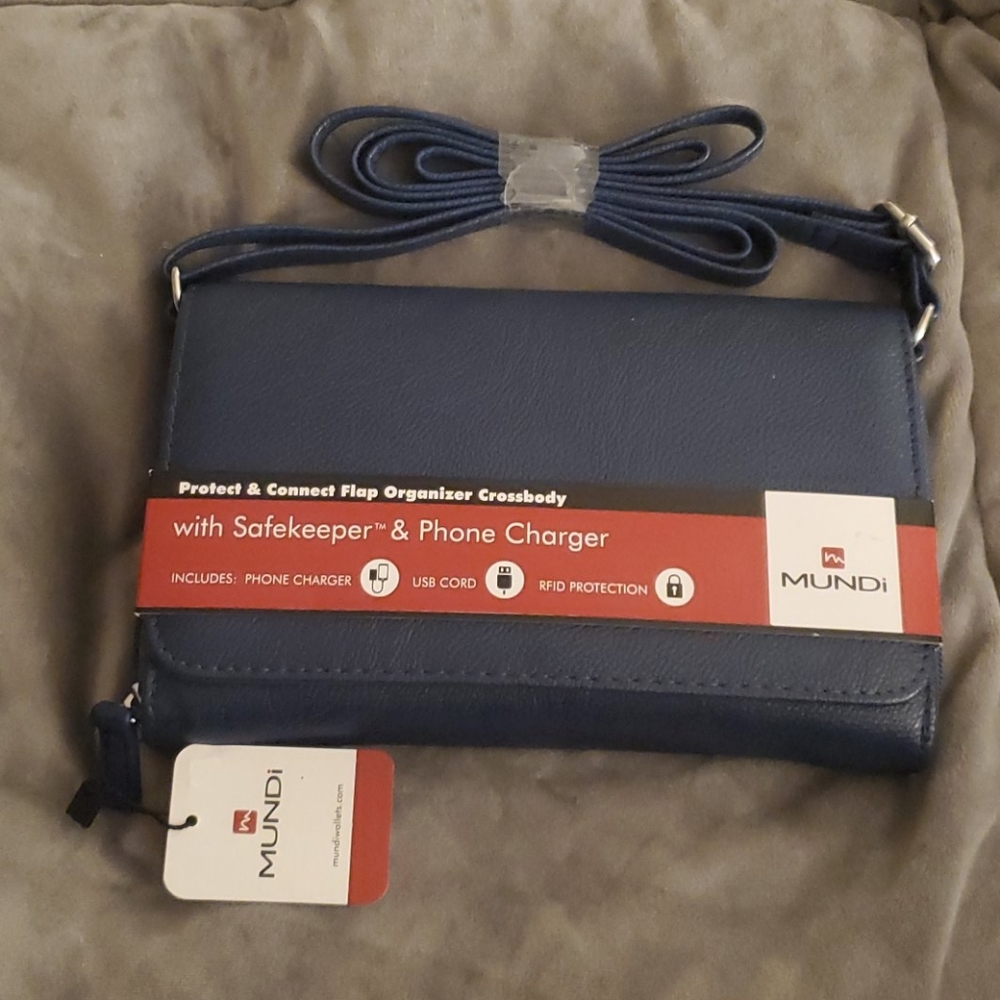 Mundi navy wallet shoulder bag NWT